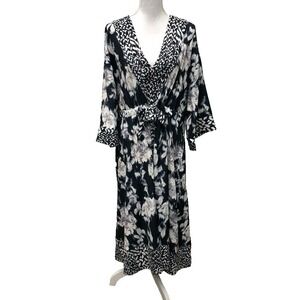 Natori Shift Dress Womens XL Oversize Tie Waist Floral Cottagecore Romantic Boho